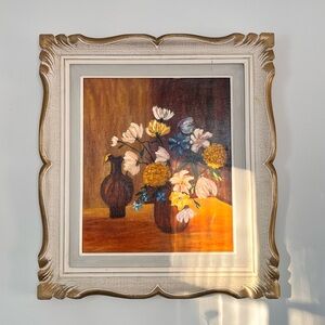 Vintage still life floral oil painting